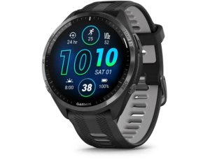 Garmin Forerunner® 965 Premium Running 47mm Kulgrå DLC Titanium Bezel med Sort Case og Sort/Grå Rem