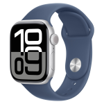 Apple Watch Series 10 42mm Silver Aluminium Case with Rubber Sport Band (M/L) - Denim