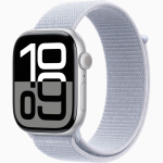 Apple Watch Series 10 46mm Silver Aluminium Case with Textile Sport Loop (Adjustable Size) - Blue Cloud