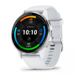Garmin Venu® 3 45mm Sølv rustfrit stål/Whitestone urkasse med silikonerem - Hvid