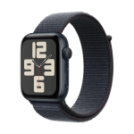 Apple Watch SE (2024) 44mm Midnight Aluminum Case with Textile Sport Loop (One Size) - Ink