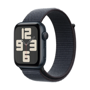 Apple Watch SE (2024) 40mm Midnight aluminiumskasse med tekstil sportsloop (One Size) – Ink