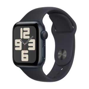 Apple Watch SE (2024) 40mm Midnight aluminiumskasse med gummisportsrem (M/L) – Midnight
