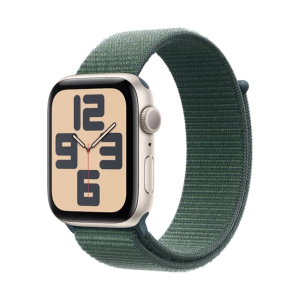 Apple Watch SE (2024) 44mm Starlight aluminiumskasse med tekstil sportsloop (One Size) – Sage Green