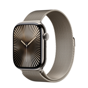 Apple Watch Series 10 4G 46mm Naturlig Titanium Case med Rustfrit Stål Milanese Loop (M/L) – Naturlig