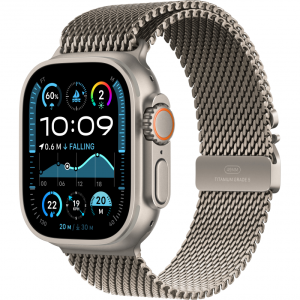Apple Watch Ultra 2 LTE 49mm Naturlig Titanium Case med Titanium Milanese Loop (M) - Naturlig