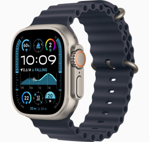 Apple Watch Ultra 2 LTE 49mm Naturlig Titanium Case med Ocean Band (One Size) - Marineblå