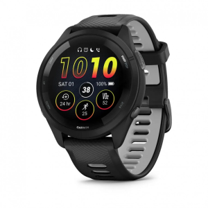 Garmin Forerunner® 265 46mm sort rammeur med sort/puddergrå silikonerem