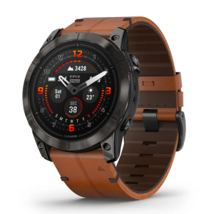 Garmin epix™ Pro (Gen 2) Sapphire 51mm Kulgrå Titanium Case med Kastanjebrunt Læderrem