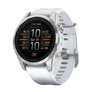 Garmin epix™ Pro (Gen 2) Standard 42mm Sølvfarvet Case med Whitestone Silikone Rem