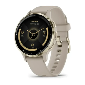 Garmin Venu® 3S 41mm Soft Gold rustfrit stålkantur med French Gray silikonerem