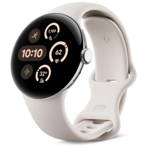 Google Pixel Watch 3 45mm Poleret sølvkasse med sportsrem - Porcelæn