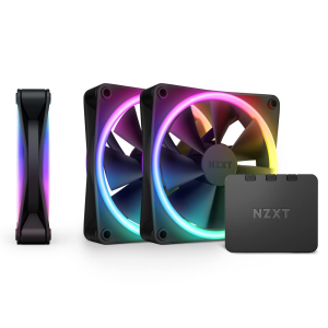 NZXT F120 RGB Duo Fan triple pack – 3 x 120 mm sorte RGB-blæsere med hub og controller