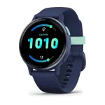 Garmin vívoactive® 5 42 mm Metallic Navy aluminiumsæske med Navy silikonearmbånd