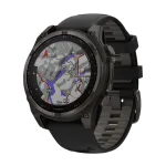 Garmin fēnix® 8 Sapphire Solar 47mm Carbon Gray DLC Titanium case with Black/Pebble Gray Silicone Band