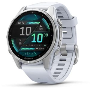 Garmin fēnix® 8 AMOLED 43mm Silver case with Whitestone Silicone Band