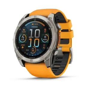 Garmin fēnix® 8 Sapphire AMOLED 47mm Titanium case with Spark Orange/Graphite Silicone Band