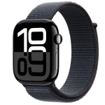 Apple Watch Series 10 42mm Jet Black Aluminum Case with Textile Sport Loop (One Size) – Ink