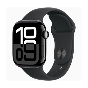 Apple Watch Series 10 42mm Jet Black Aluminum Case with Rubber Sport Band (M/L) – Black