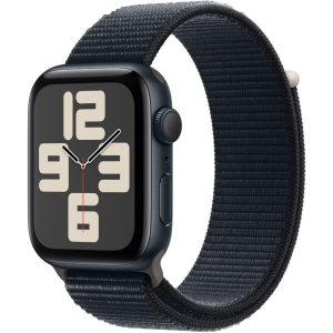 Apple Watch SE (2024) 4G 40mm Midnight Aluminum Case with Textile Sport Loop (One Size) – Ink