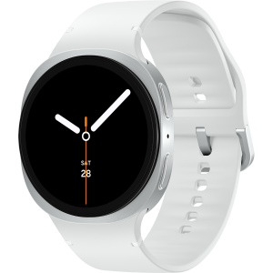 Samsung Galaxy Watch8 LTE 44mm Aluminum Silver Case with Sport Band (M/L) – White
