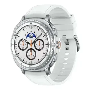 Samsung Galaxy Watch8 Classic 46mm Aluminum Case with Hybrid Band – White
