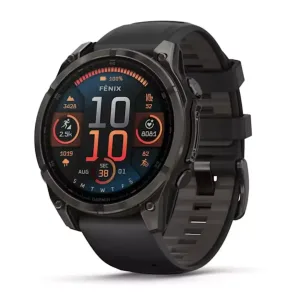 Garmin fēnix® 8 Sapphire AMOLED 47mm Carbon Gray DLC Titanium case Black/Pebble Gray Silicone Band